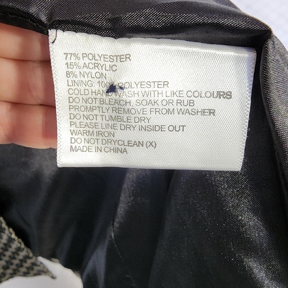 BLACK PEPPER winter jacket size 10 black white warm short bomber blazer - Picture 6 of 13
